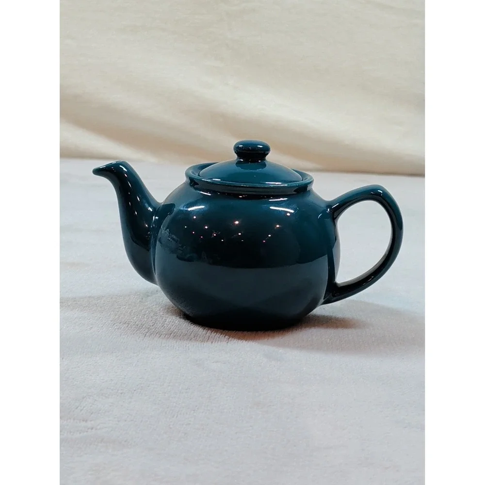 Price & Kensington Teal Blue Ceramic Teapot Glossy Peacock Glaze 2 Cup‎